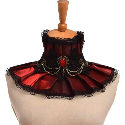 Victorian Choker Detachable Collar Carnival Cosplay Vintage Royal Queens Fantasy Ruffles Neck Ruff