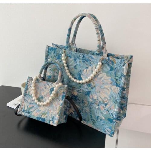 Large Capacity Tote Bags For Women 2021 Oil Painting Flowers Printed Ladies Handbags Designer Travel Big Crossbody Shoulder Bag