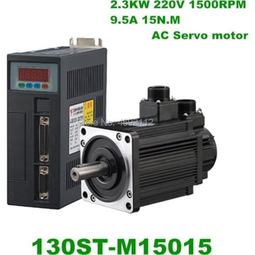High Quality 130ST-M15015 220V 2.3KW AC Servo motor 2300W 1500RPM 15N.M. Single-Phase ac drive permanent magnet Matched Driver
