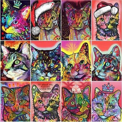 YI BRIGHT Diamond Painting Cross Stitch Cat Picture Of Rhinestones Square Full Diamond Embroidery Animal Home Decor