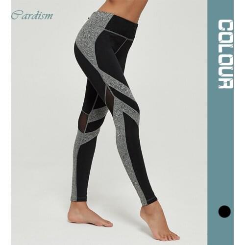 Cardism Womens Yoga Pants High Waist Gym Sexy Mesh Leggings Sport Women Fitness Calf Length Joggers Push Up Women Pants