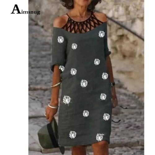 2021 New Summer Ladies Elegant Short Dress Half Sleeve Patchwork Guaze Dresses Plus size 3XL Women Dandelion Print Dress Femme