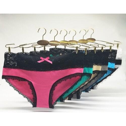 12 PCS/Lot Women Breathable Underwear Cotton Sexy Lace Low Waist Panties Girls Briefs Ladies Knickers Lingerie for Women