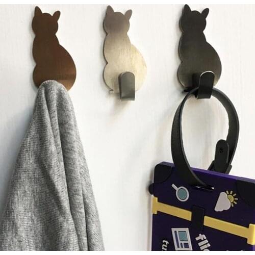 2pcs Keys Hanger Cat Tail Shaped Kitchen Metal Hook key holder wall Door Hanger Decorative