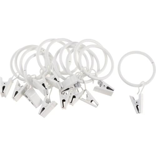 24 Pieces Plated Metal Curtains Drapery Rings with Clips for Curtains Home Bathroom Hotel Decor 25mm / 32mm Dia White Porcelain