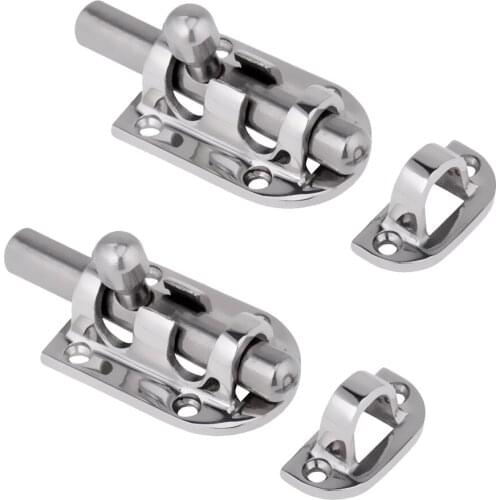 2x Boat Barrel Slide Bolt Cabinet Door Latch / Lock 60mm x 30mm - Marine 316 Stainless Steel Heavy Duty