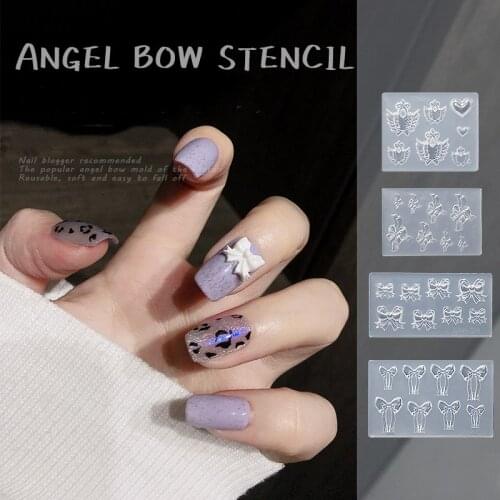 1pc Love Bow Angel Frame 3D Acrylic Mold Palace Nail Art Decorations Royal Court DIY Design Silicone Heart Nail Art Portrait