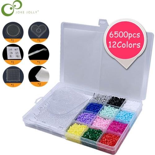 6500pcs perler beads Toys 2.6mm 12colors hama educational Kids diy toys beads Puzzle with pegboard ironing paper tweezer GYH