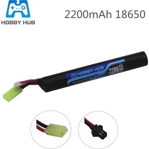 Hobby Hub Power Lipo Battery Airsoft Gun Battery 18650 7.4V 2200mAh 40C AKKU Mini Airsoft toys Gun Battery model parts 18650