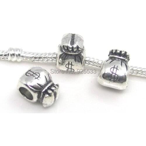 Free Shipping 50 11.5x9x8mm antique silver plated purse big hole beads new design for European bracelet DIY