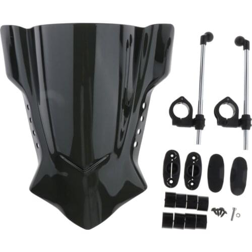 Large Black Windcreen Universal Motorcycle 7/8 & 1" Handlebar Windshield