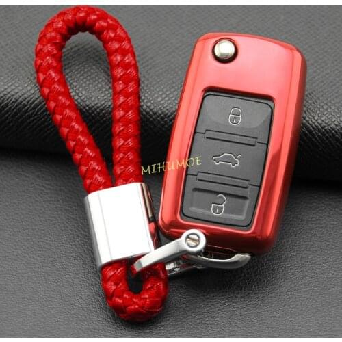Flip Key Fob Chain For VW Jetta Polo Golf MK6 Passat B7 Tiguan Beetle Touran Eos UP Scirocco Accessories Cover Case Keychain Red