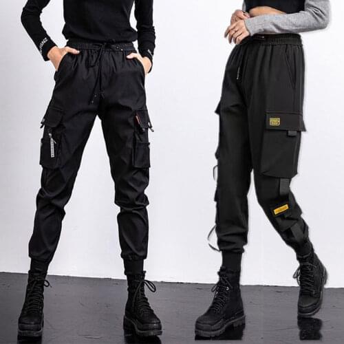 Oversize S-5XL Streetwear Cargo Pants Womens Elastic Waist Loose Jogging Ladies Sports Sweatpants Baggy Pants Casual Trousers