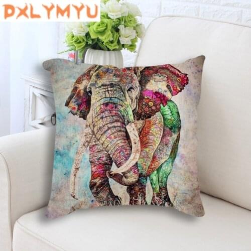 Colorful Elephant Cushion Cotton Linen Pillow Cushion Sofa Bedroom Home Decorative Throw Pillow Cartoon Cushion No filling