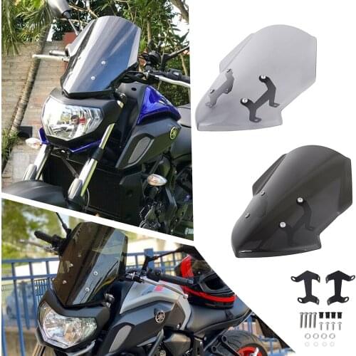 For Yamaha MT07 MT 07 MT-07 FZ07 FZ-07 2018 2019 2020 Motorcycle Windscreen Windshield Wind Deflector With Bracket Double Bubble