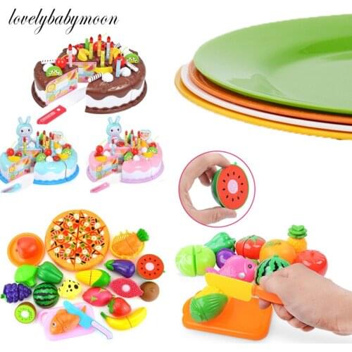 Children Pretend Play Set Plastic Food Toy DIY Cake Toy Cutting Fruit Vegetable Food Pretend Play Toys For Kids Educational Gift