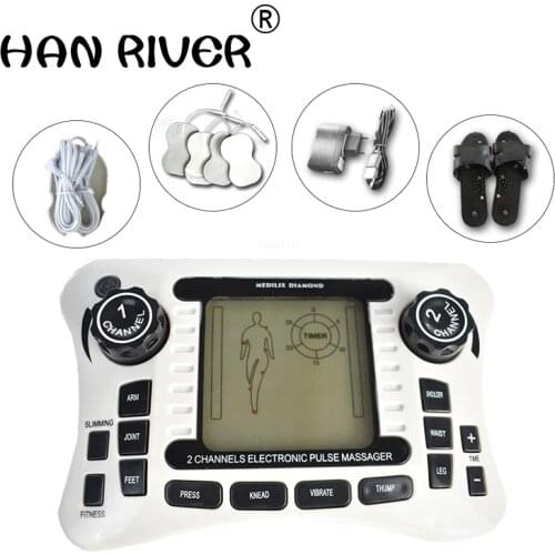 Dual channel pain relief nerve muscle tens electro stimulator body therapy massager physiotherapy apparatus foot massage slipper