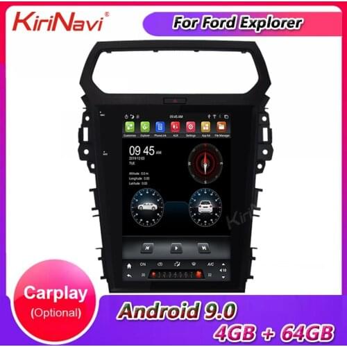 KiriNavi Vertical Screen Tesla Style 12.1" Android 9.0 Car Radio GPS Navigation For Ford Explorer Car Dvd Multimedia 2013-2019