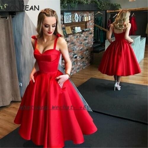 2021 Red Short Evening Dress A Line Sexy Tea-Length Lace Up Elegant Plus Size MIni Evening Prom Party Gowns