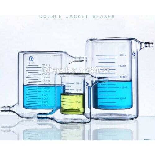 1pcs 50ml to 2000ml Laboratory Jacketed Borosilicate Glass Beaker Double Layer Beaker for Photocatalytic Experiment