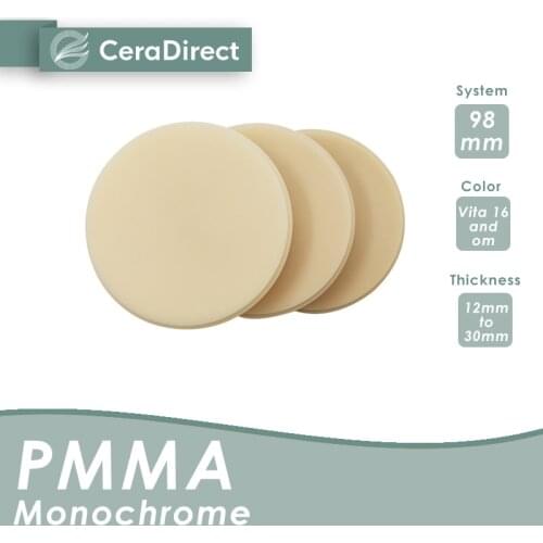 Ceradirect Monochrome PMMA Block Open System (98mm)-25mm（5pcs）——for dental lab CAD/CAM