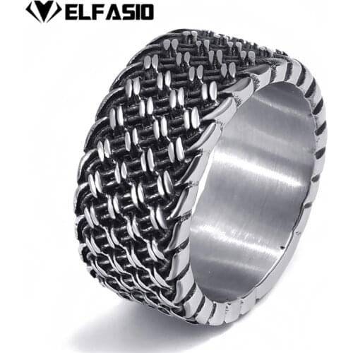 Mens Boys Stainless Steel Ring Band Weave Fashion jewelry Size 7-14