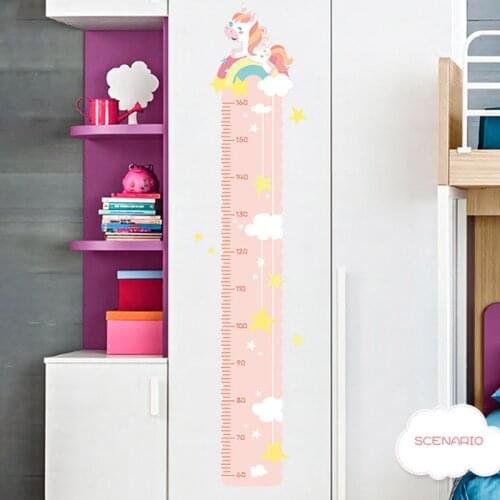 2 style Animals Unicorn Castle Height Measure Wall Stickers for Kids Room Children Growth Chart Bedroom Wall Decal Poster Mural