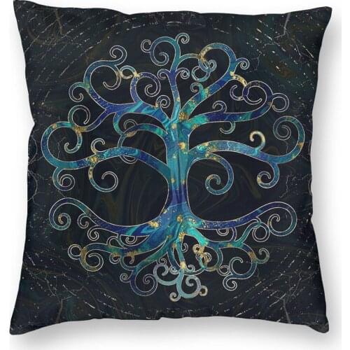 Tree Of Life Marble And Gold Viking Pillowcover Decoration Vikings Valhalla Cushions Throw Pillow for Sofa Double-sided Printing