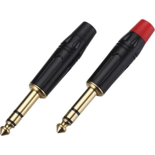 Wholesale 100pcs/lot male straight TRS 1/4" stereo 6.35mm plug with gold-plating