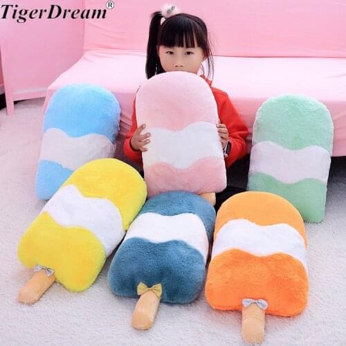 55CM One Piece Creative Ice Cream Pillows Soft PP Cotton Stuffed Sleeping Plush Toy Sofa Decoration Office Cushions 6 Colors