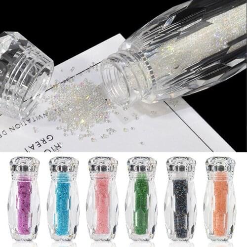 Nail Clear Beads Nail Art Micro Rhinestone Crystal Glass Mini Beads Gardient Dazzling Caviar Beads 3D Nail Decoration Bottle New