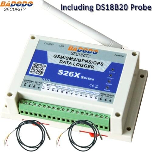 Badodo GSM GPRS Temperature Data Logger Temperature Sensor Temp Recorder Temperature Logger Alarm S260 with 2pcs DS18B20 Sensor