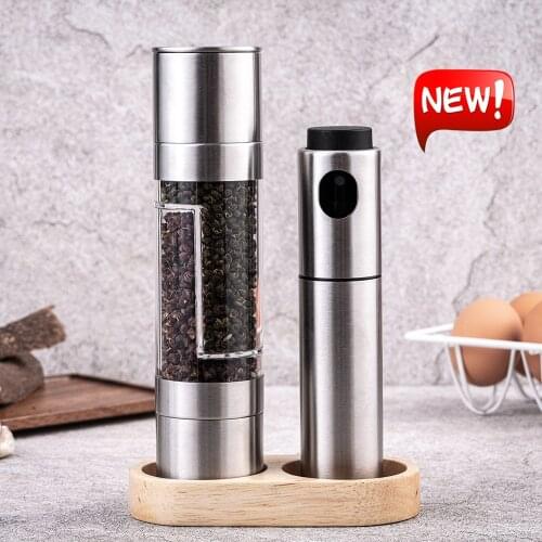 Manual Pepper Mill 2 IN 1 Designs Stainless Steel Salt and Pepper Grinder Adjustable Ceramic Spice Mill Kitchen Seasoning Tools