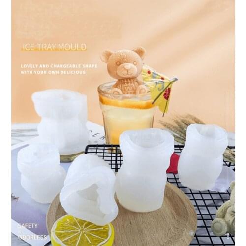 IceCube Mold Silicone Cute Animal Ice Cube Mold Abrasive 3D Ice Cube Mold Bear Mold Silicone Creative Coffee Milk Tea Ice cube