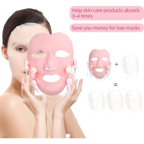 LED Red Light Skin Rejuvenation Beauty Mask Photon Therapy Soft Gel Mask Micro Current Face Massager Anti Wrinkles Fades Stains