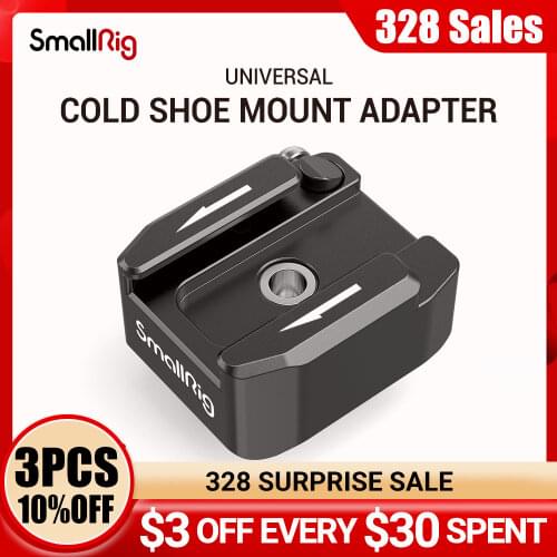 SmallRig Universal Rotatable Cold Shoe Mount Adapter (Single 1/4"-20 Screw) Light Weight Aluminum Camera Clamp Vlogging Rig 2935