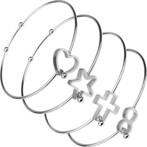 Stainless Steel Love Cross 8 Character Star Buckle Bangles Bracelets For Women Men DIY Jewelry Accessories 2021