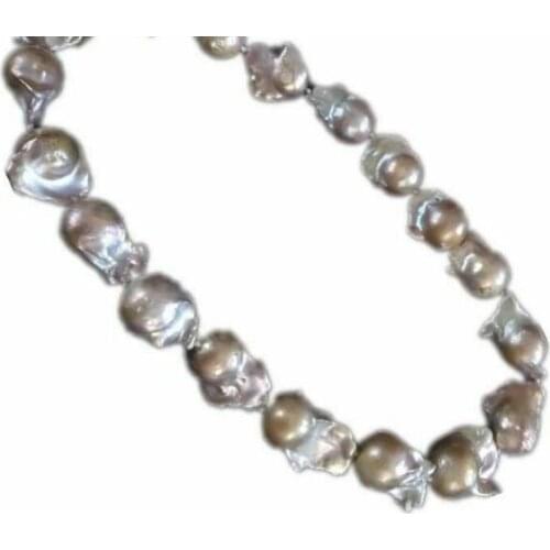Gorgeous 25-28mm south sea baroque grey pearl necklace 18inch