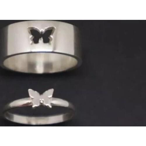 Vintage Butterfly Rings Women Lover Couple Ring Open Cuff Engagement Wedding Rings Adjustable Jewelry Ins Ring Hollow Ring Cute
