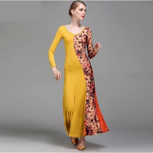 Women Long Sleeve Standard Ballroom Modern Dance Costume Clothes Women Waltz Tango Standard Ballroom Dancing Dresses Ballroom