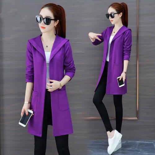 Women Trench Coat 2021 New Female Spring Autumn Thin Windbreaker Coat Mid-length Long Sleeve Hooded Trench Coat Ladies Tops D