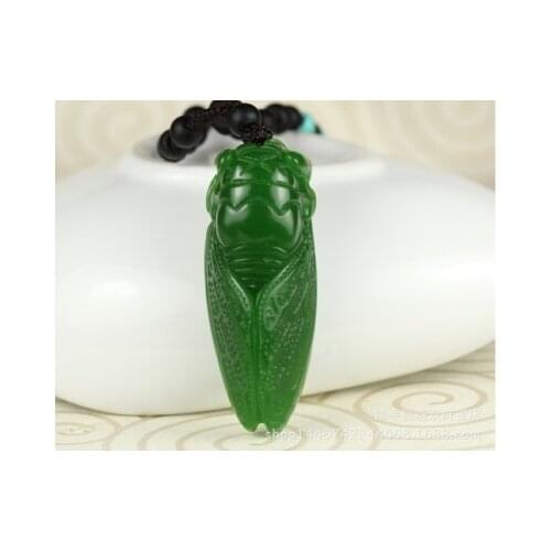 Zheru Jewelry Natural Hetian Jade Green Jade Cicada Pendant Necklace Exquisite Jewelry Best Gift
