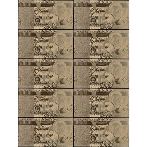 10pcs Hot Sales Italy Banknote 10000 Lira Gold Banknote In 24k Gold Plated Paper Money for Collection