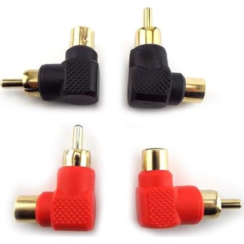 2/4/10pcs 90 Degree RCA Male To Female Right Angle Connector Plug Adapters M/F Audio Adapter Gold Plated