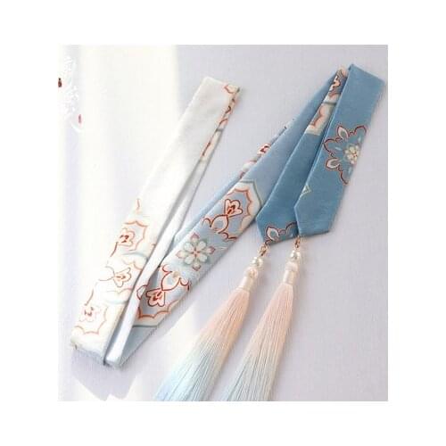 20 style Original Handmade Hanfu Gradient Ice Silk Tassel Hair Band Antique Ribbon Hairware