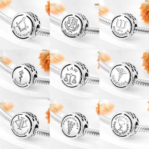 2021 Twelve Medal Occupation Charms Beads 925 Sterling Silver Fit Original European Bracelet Charm Jewelry Making