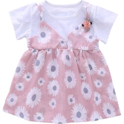 2021 Summer Baby Dress New Girls Fashion Infantile Dresses Cotton Childrens Clothes Flower Style Kids Clothing Princess Dress