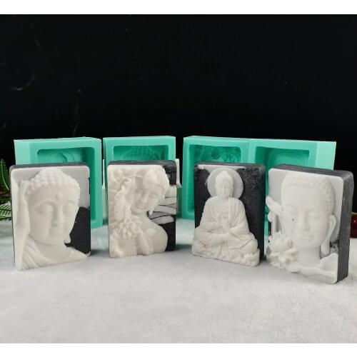 2D Silicone Buddha Mold Handmade gypsum Buddha Statue Plaster Soap Mould DIY Home Decorative Tool