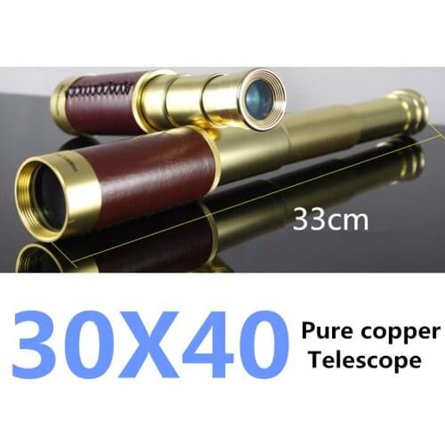 30X40 Big Royal Navy Monocular High quality Portable telescope Captain caribbean pirates Nautical Brass Spyglass and leather bag