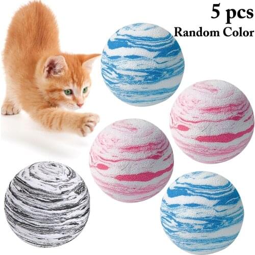 5PCS Random Color Cat Ball Toys Planet Design Foam Ball Kitten Toy Cat Chase Toy Cat Interactive Toys Cat Training Toys